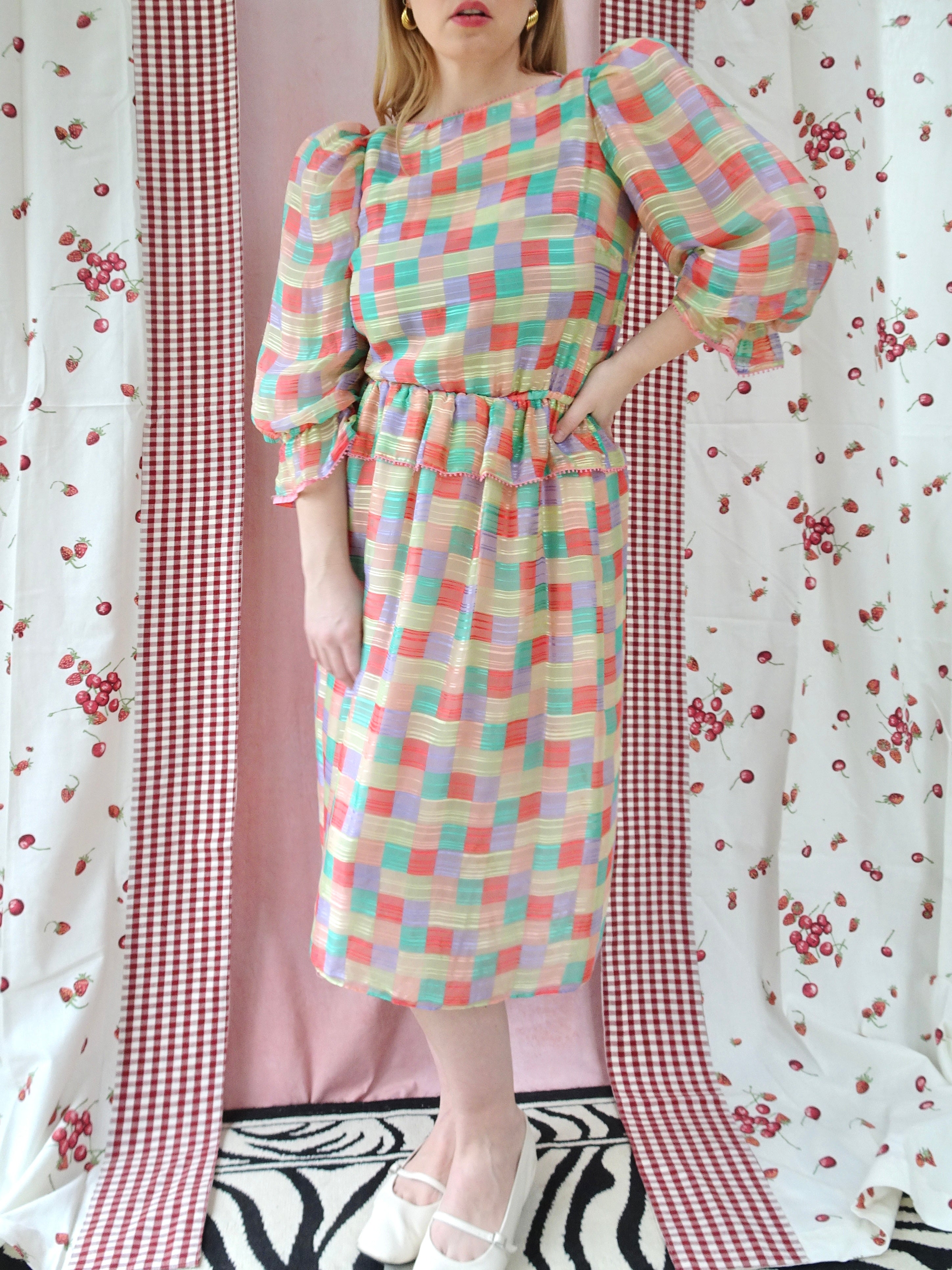 Silk Checkerboard Dress
