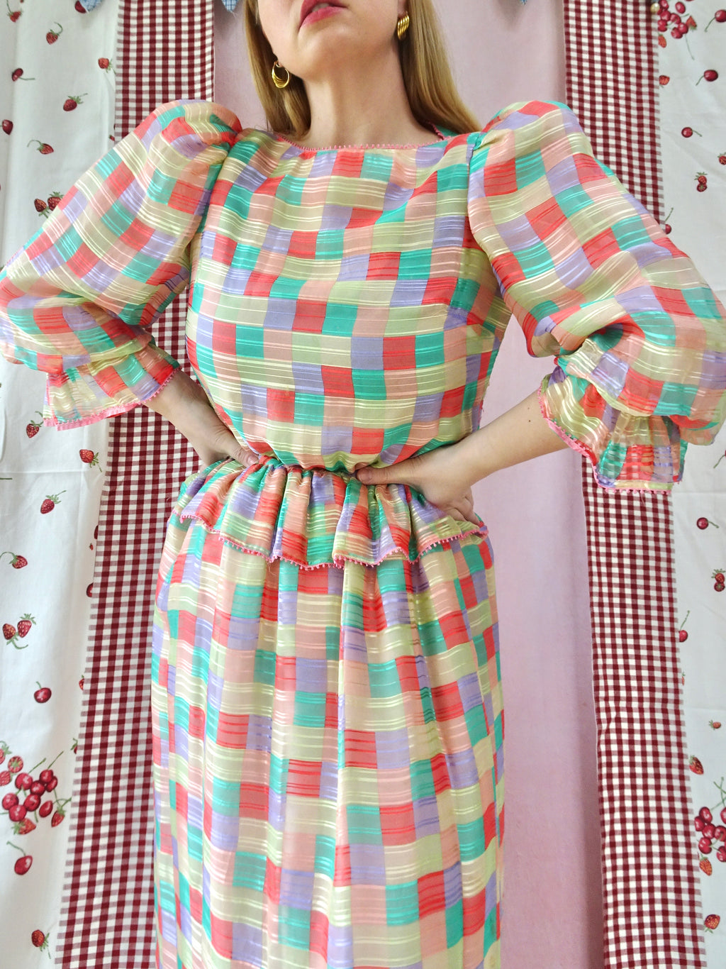 Silk Checkerboard Dress