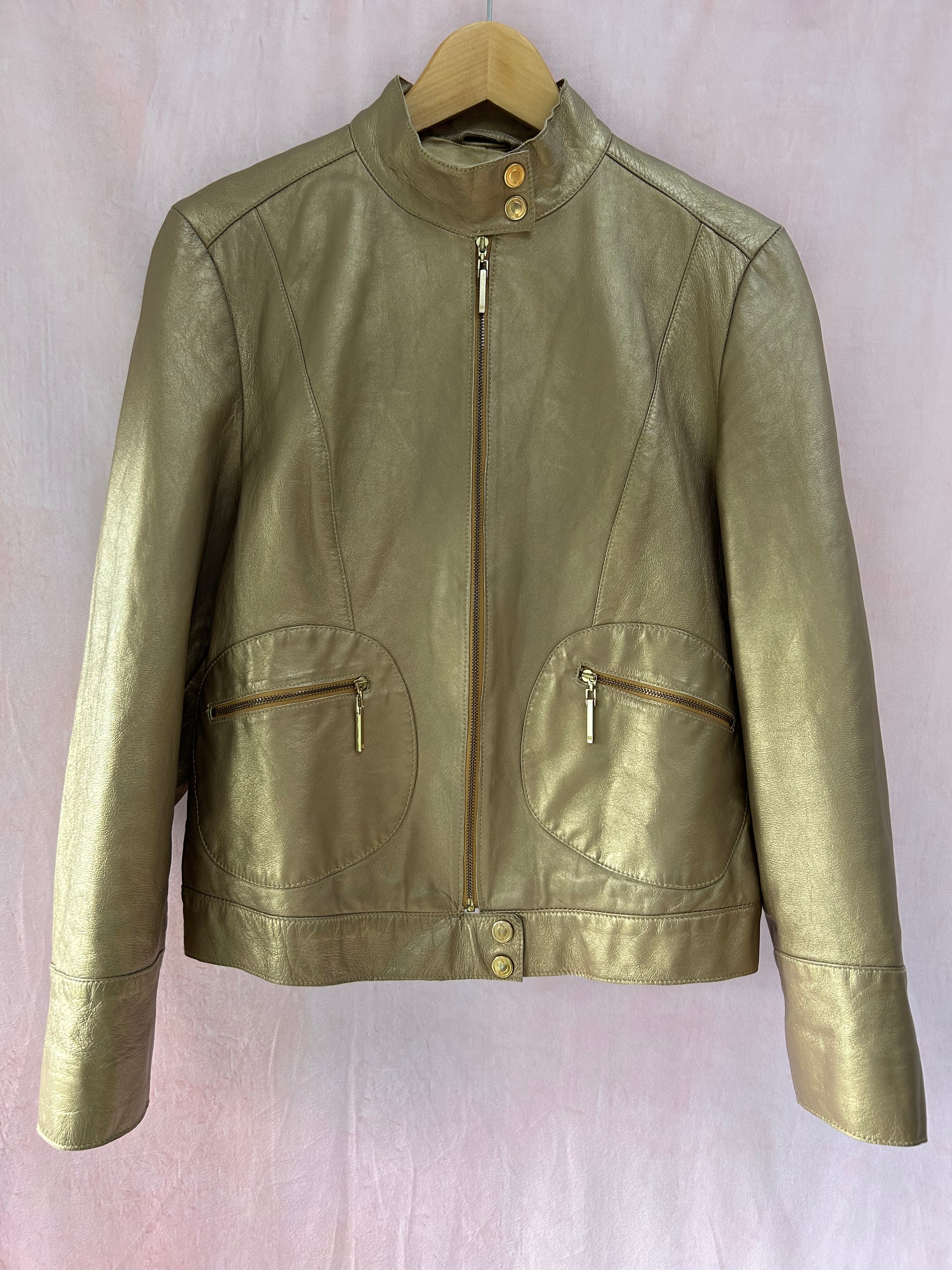 Betty Barclay Gold Leather Jacket
