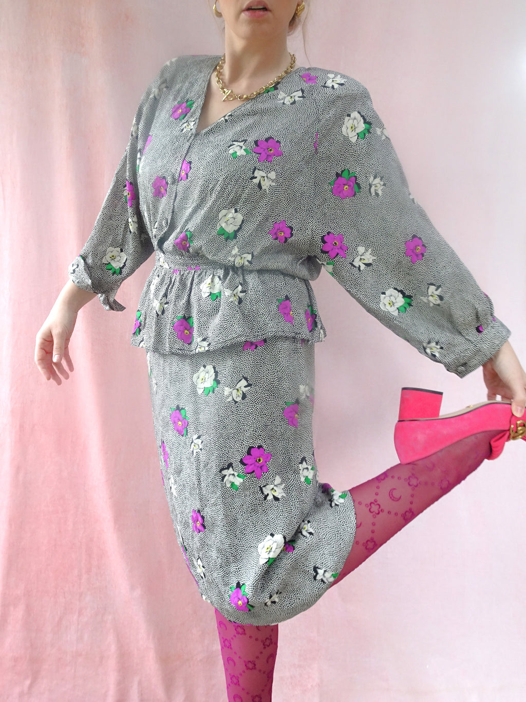 Silk Peplum Dress