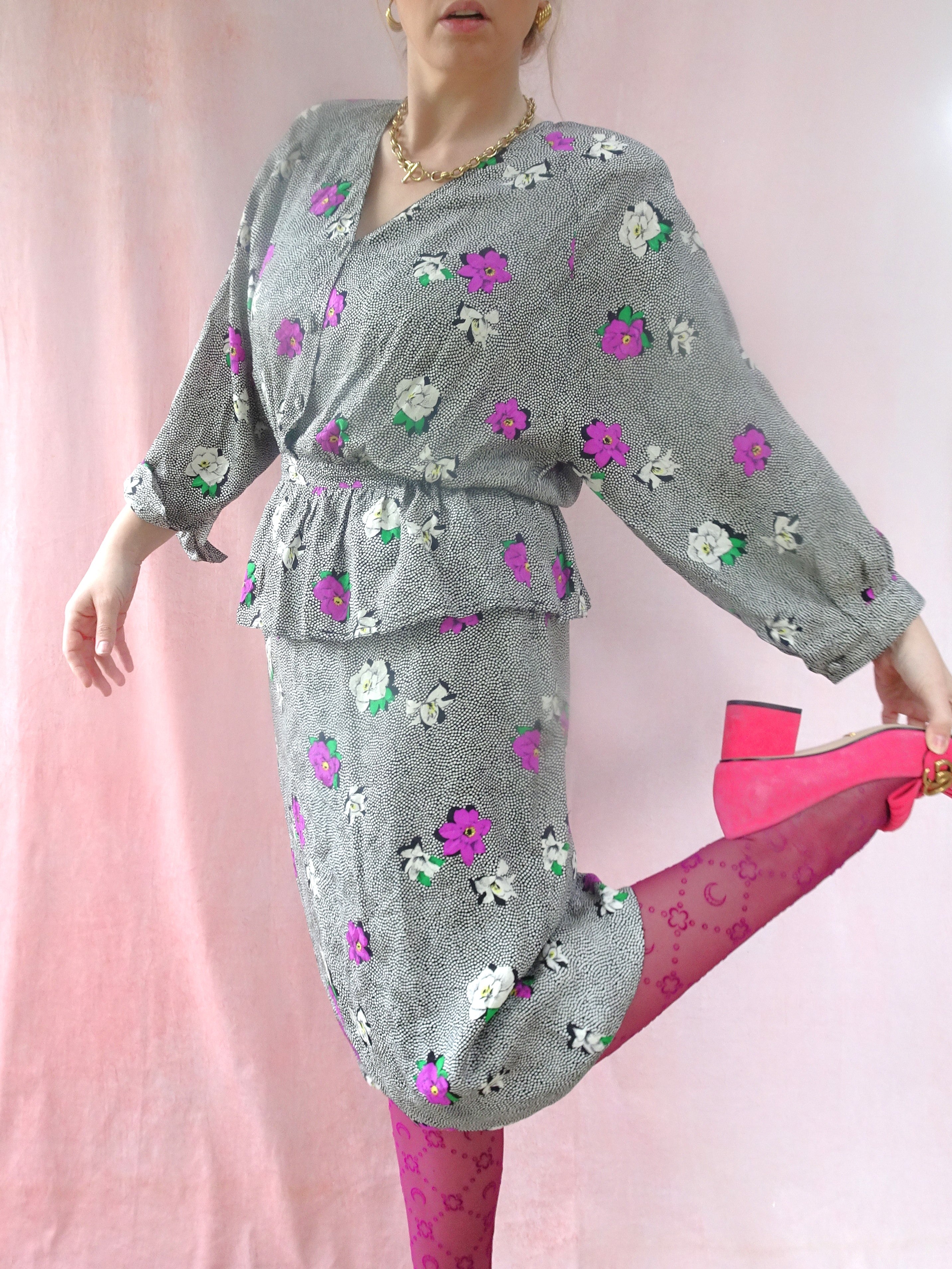 Silk Peplum Dress